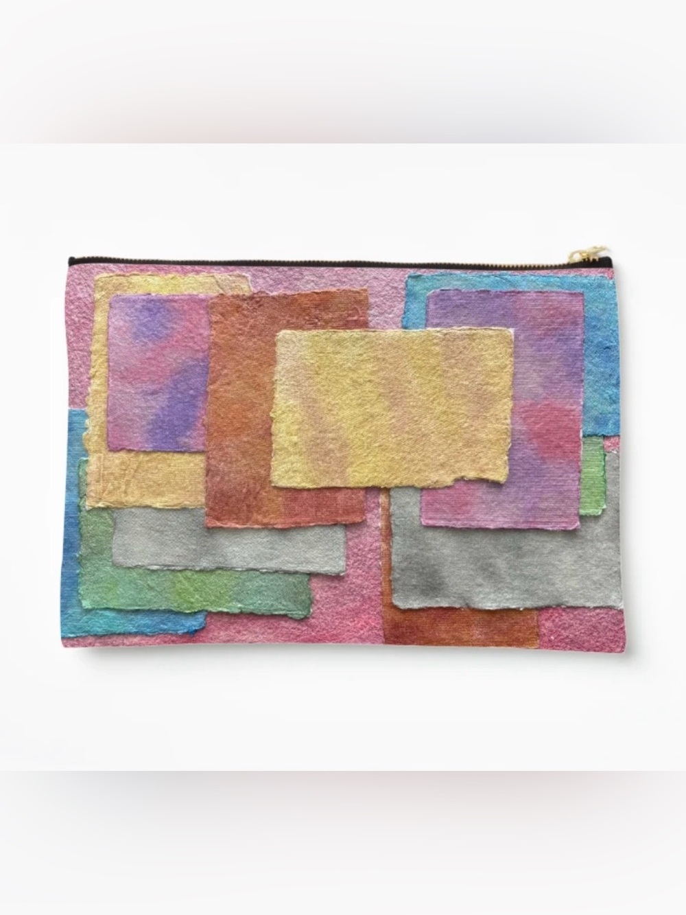 Colorblock Watercolor Canvas Clutch - Multicolor (large)